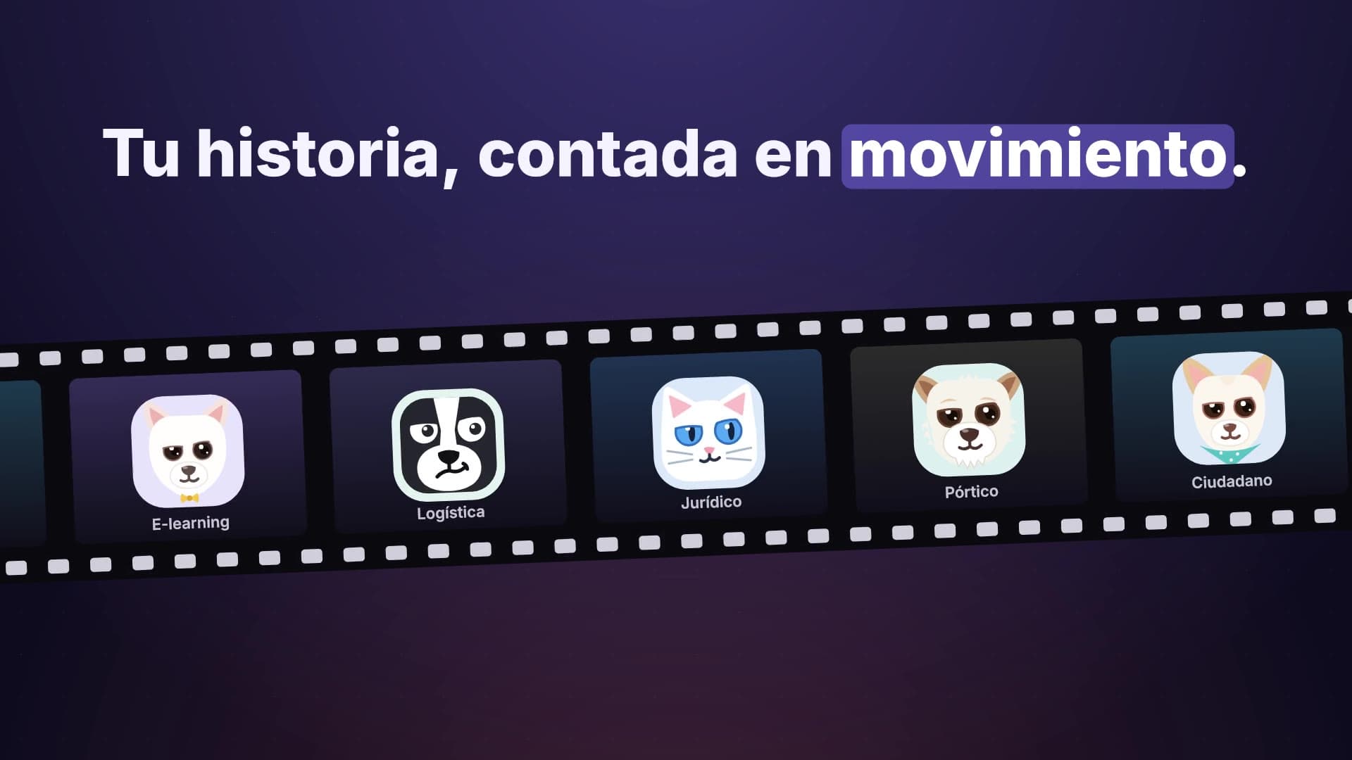Tira de película con las mascotas de los proyectos de Grupo Clúster
